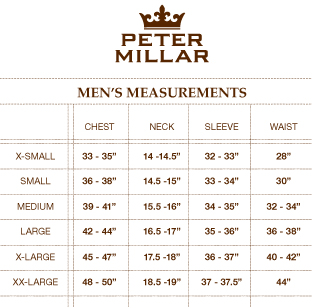 Peter Millar Golf Shirt Size Chart