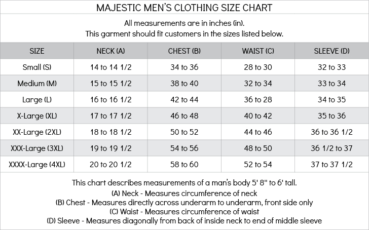 majestic womens jersey size chart