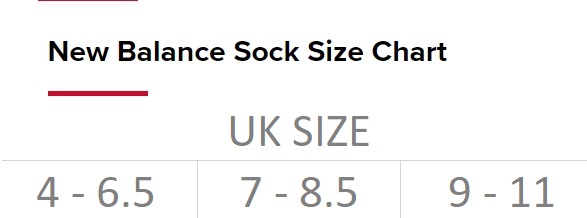 New balance shop sock size chart