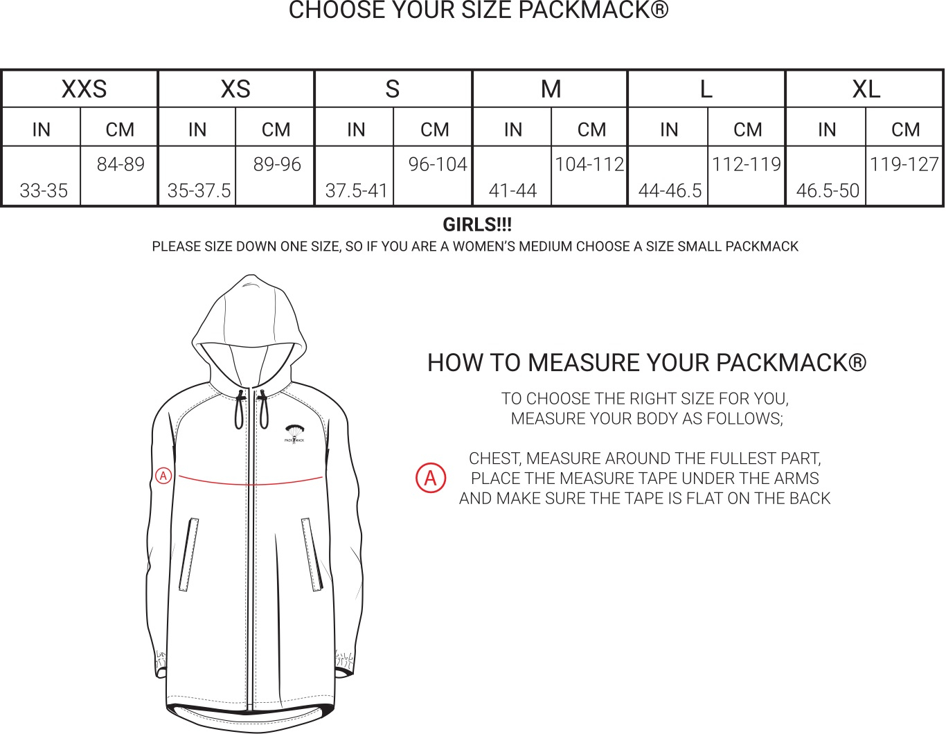 Packmack Size Guide