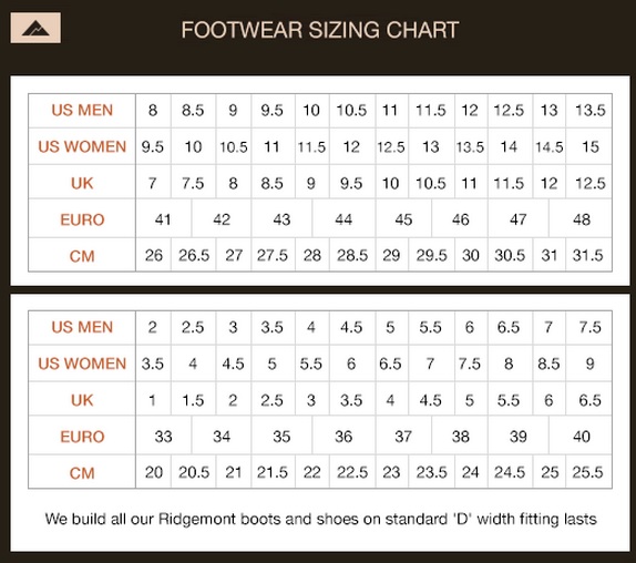 size chart diadora shoes