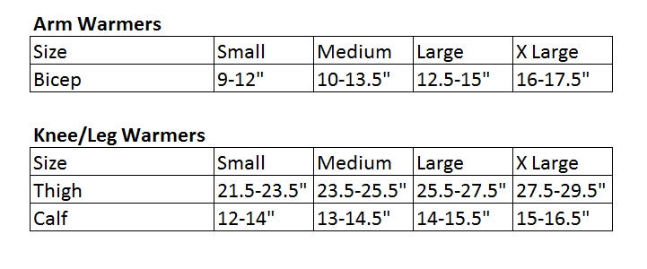 Sugoi Size Chart