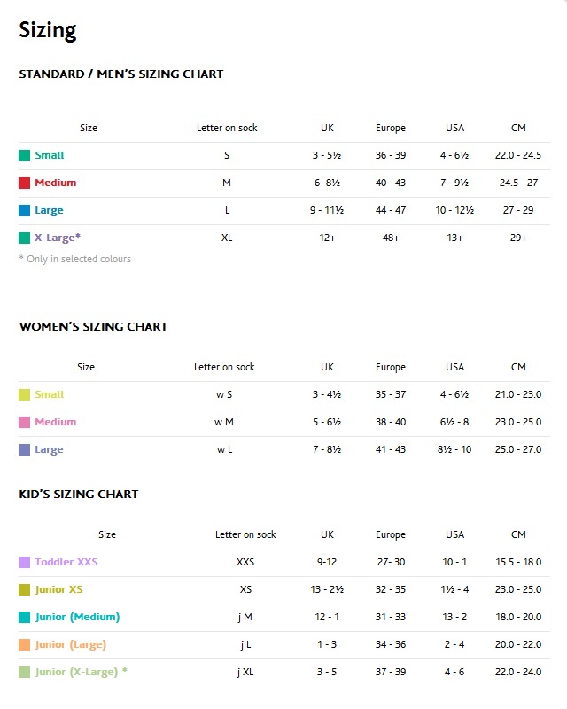 Sock Size Guide