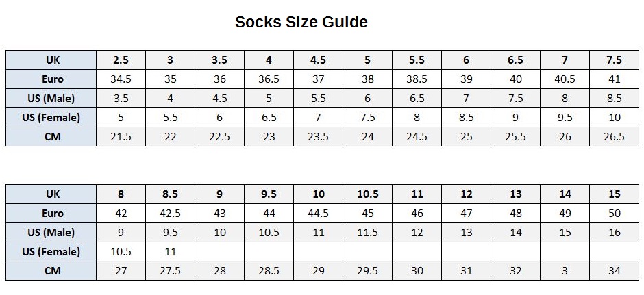 european sock sizes