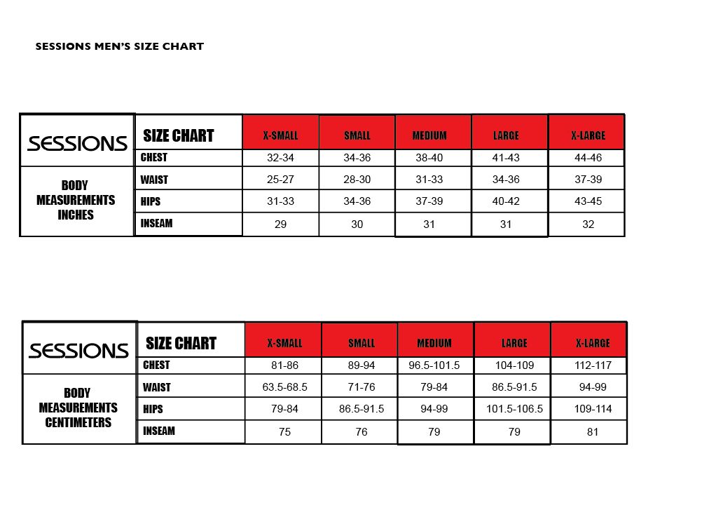 Sessions Size Guide