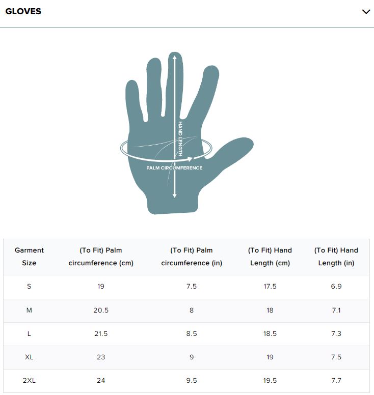 Spada Size Guide