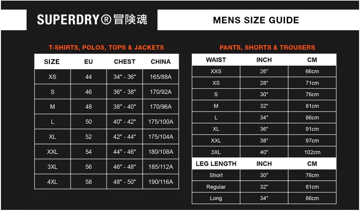 Superdry Size Guide
