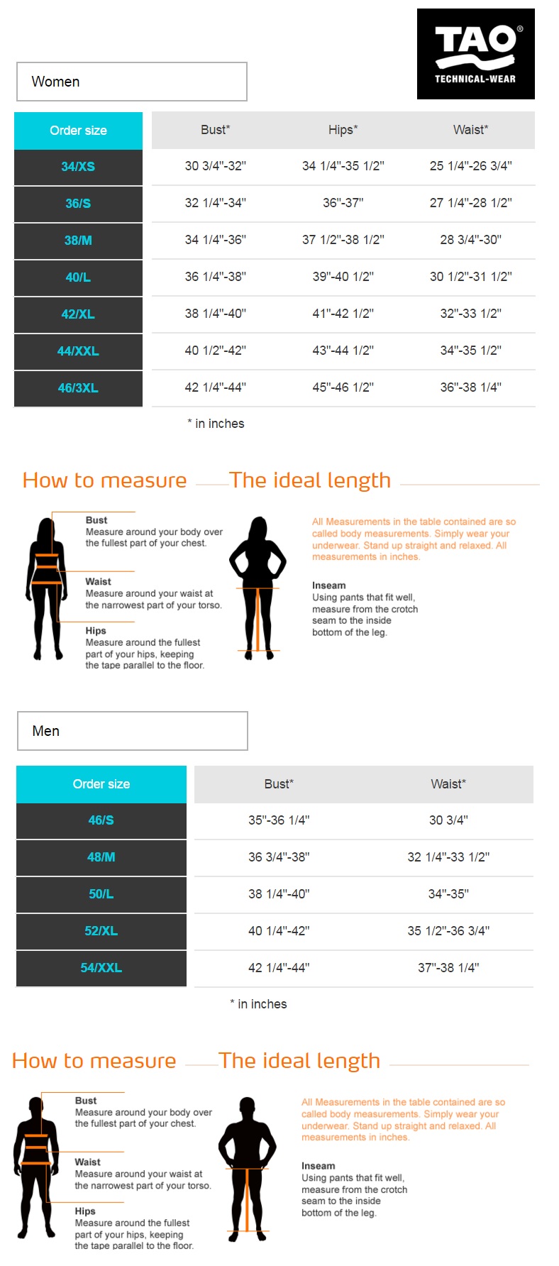 Tao Size Guide