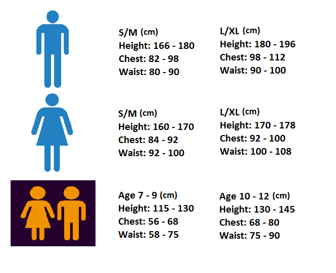 Tervel Size Guide