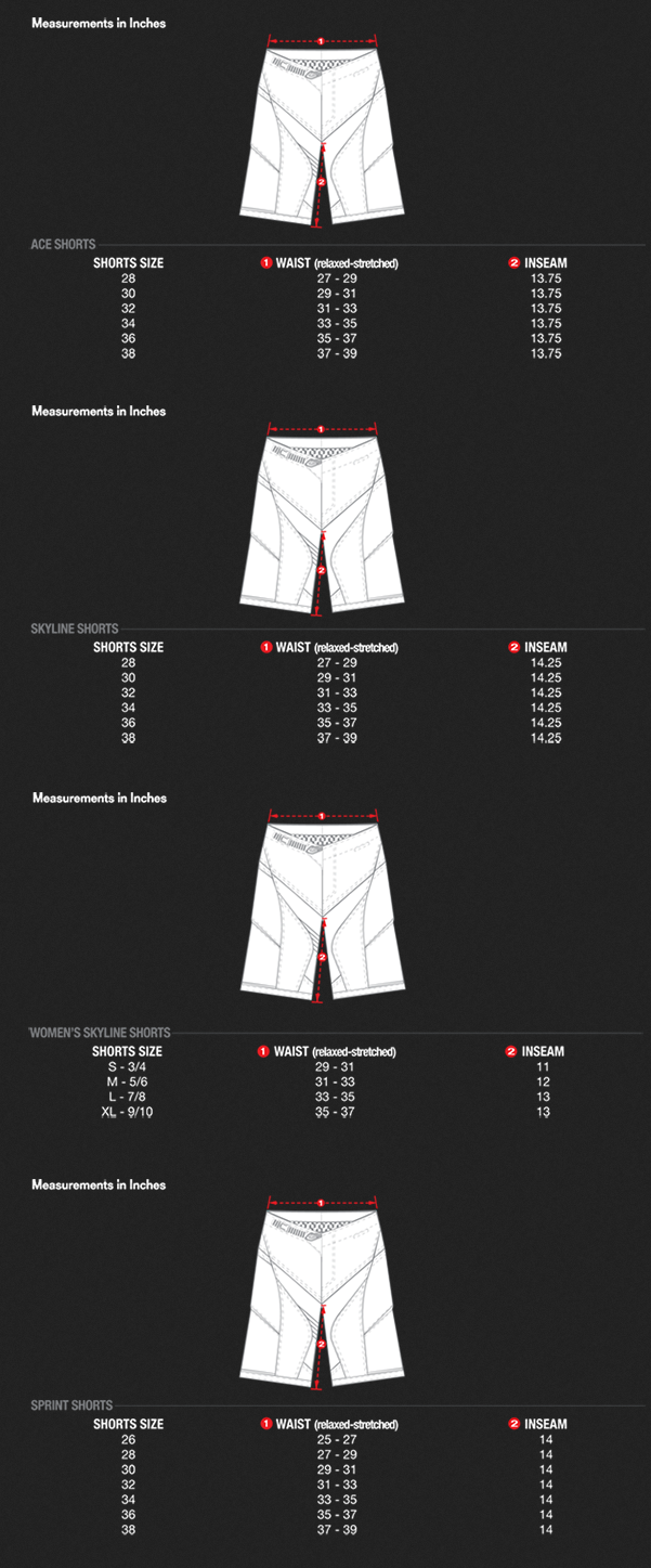 Lee Shorts Size Chart