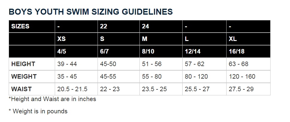 TYR Size Guide