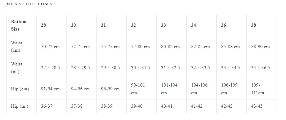 Vissla Size Guide