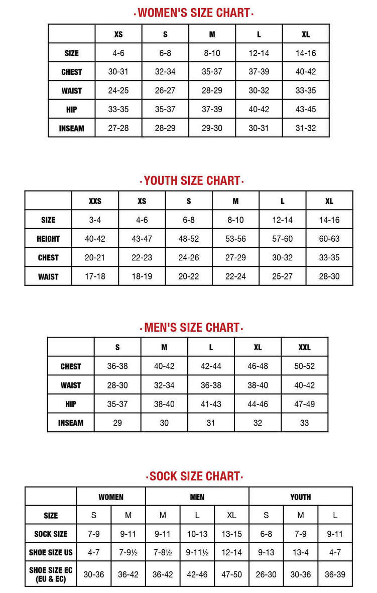 Youth Size Chart Vs Women S