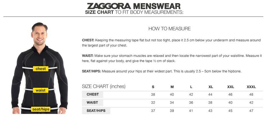 Zaggora Size Guide