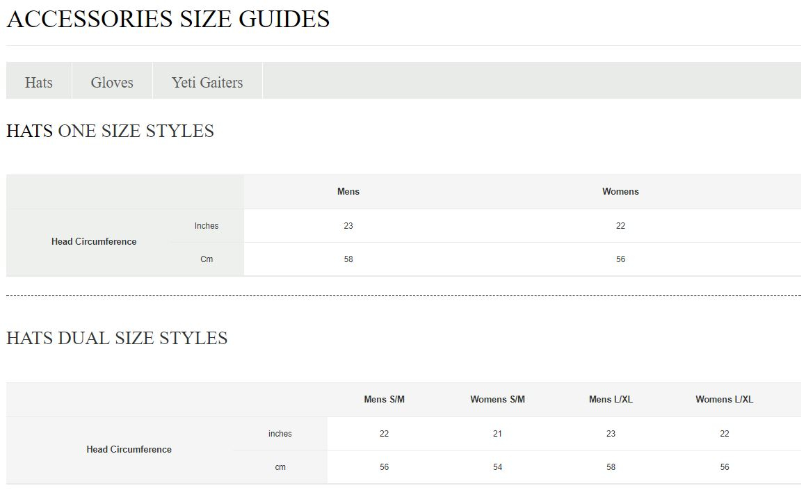 Berghaus Size Guide