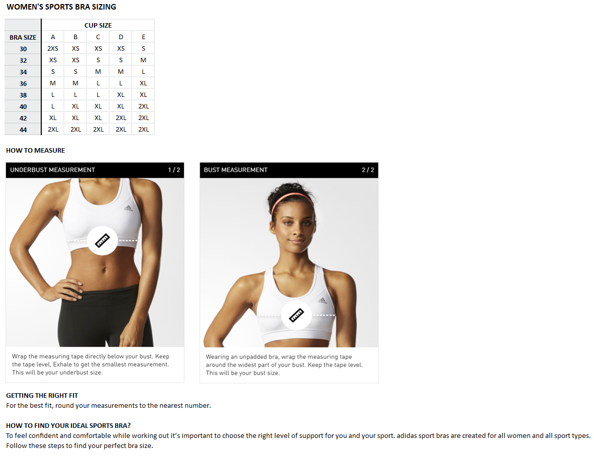 Find The Right Sports Bra: Size Guide