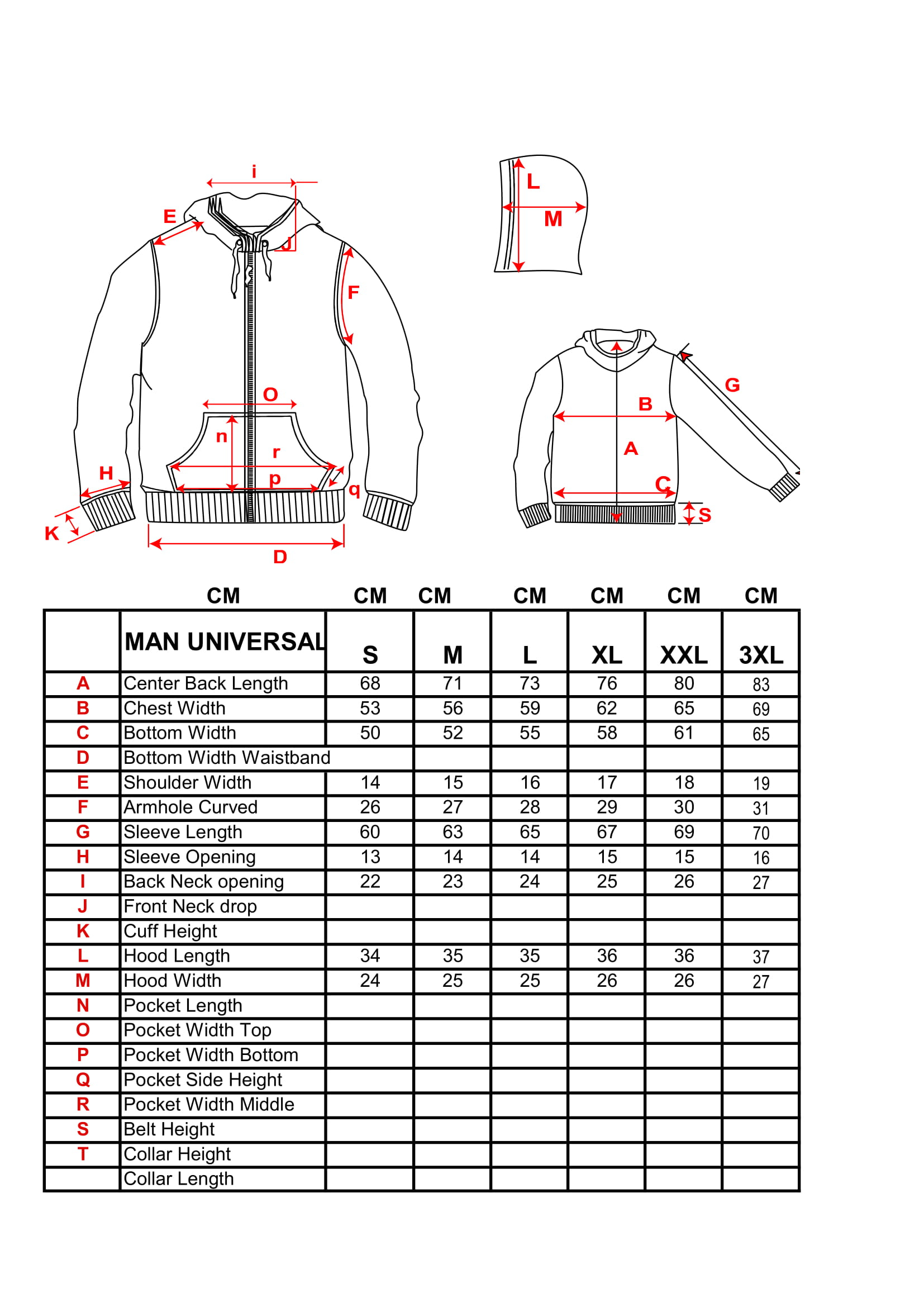 flag hoody size guide