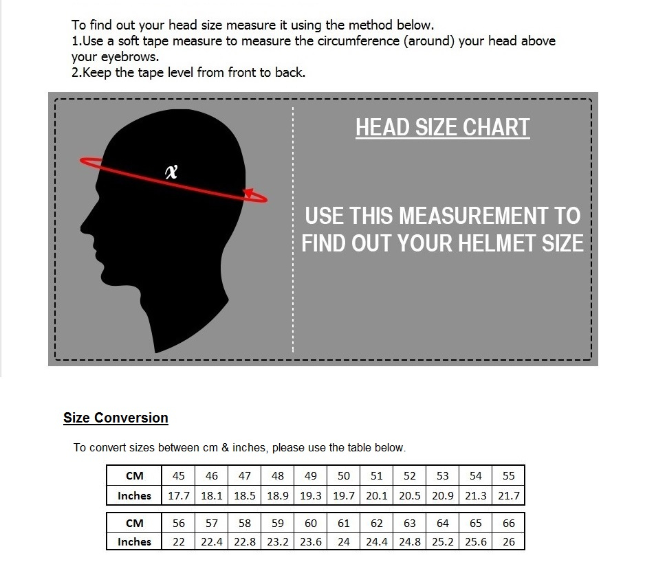 Head Ski Helmet Size Chart