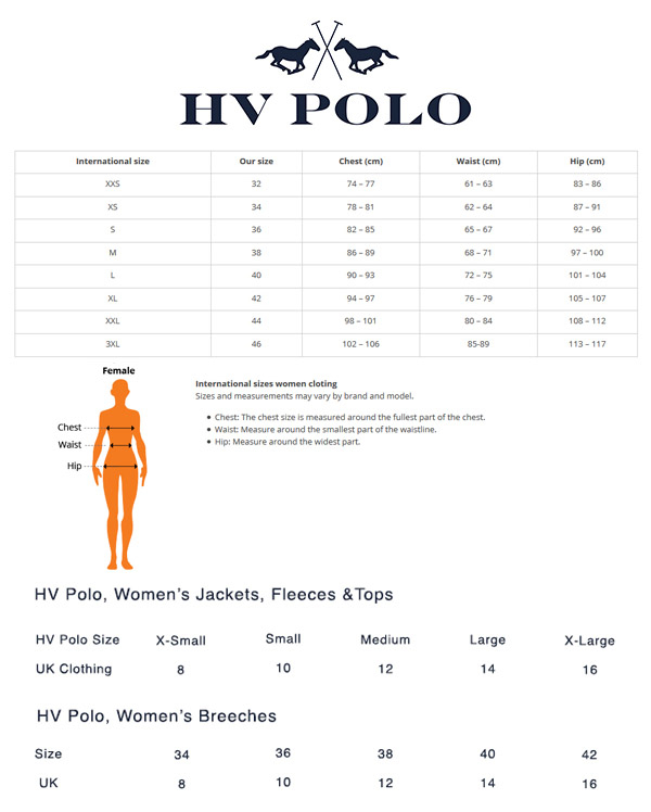 Hv Polo Size Chart