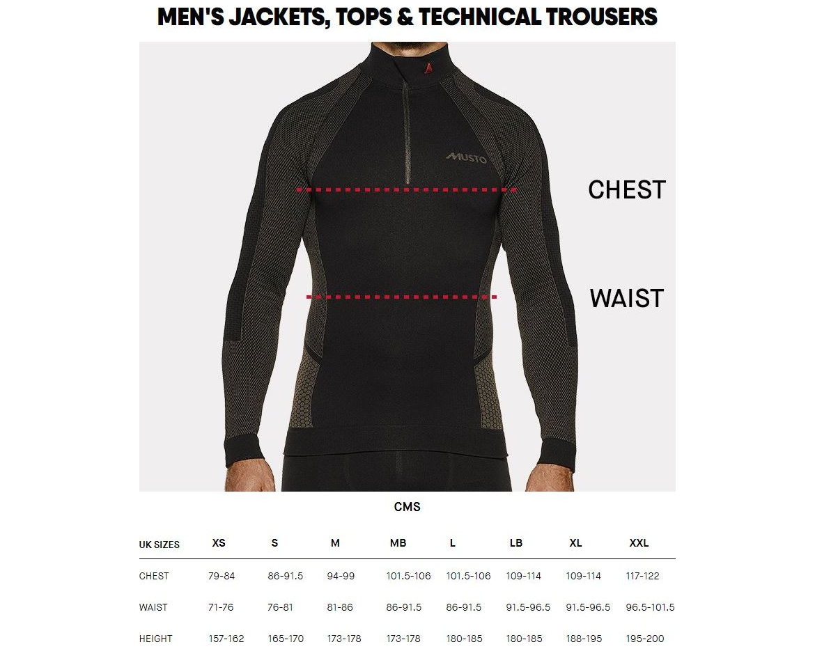Musto Size Guide