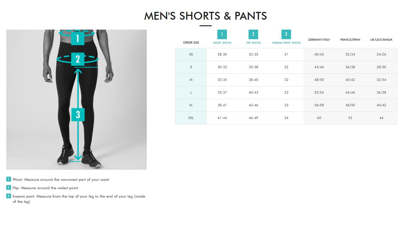 Salomon Size Chart Pants