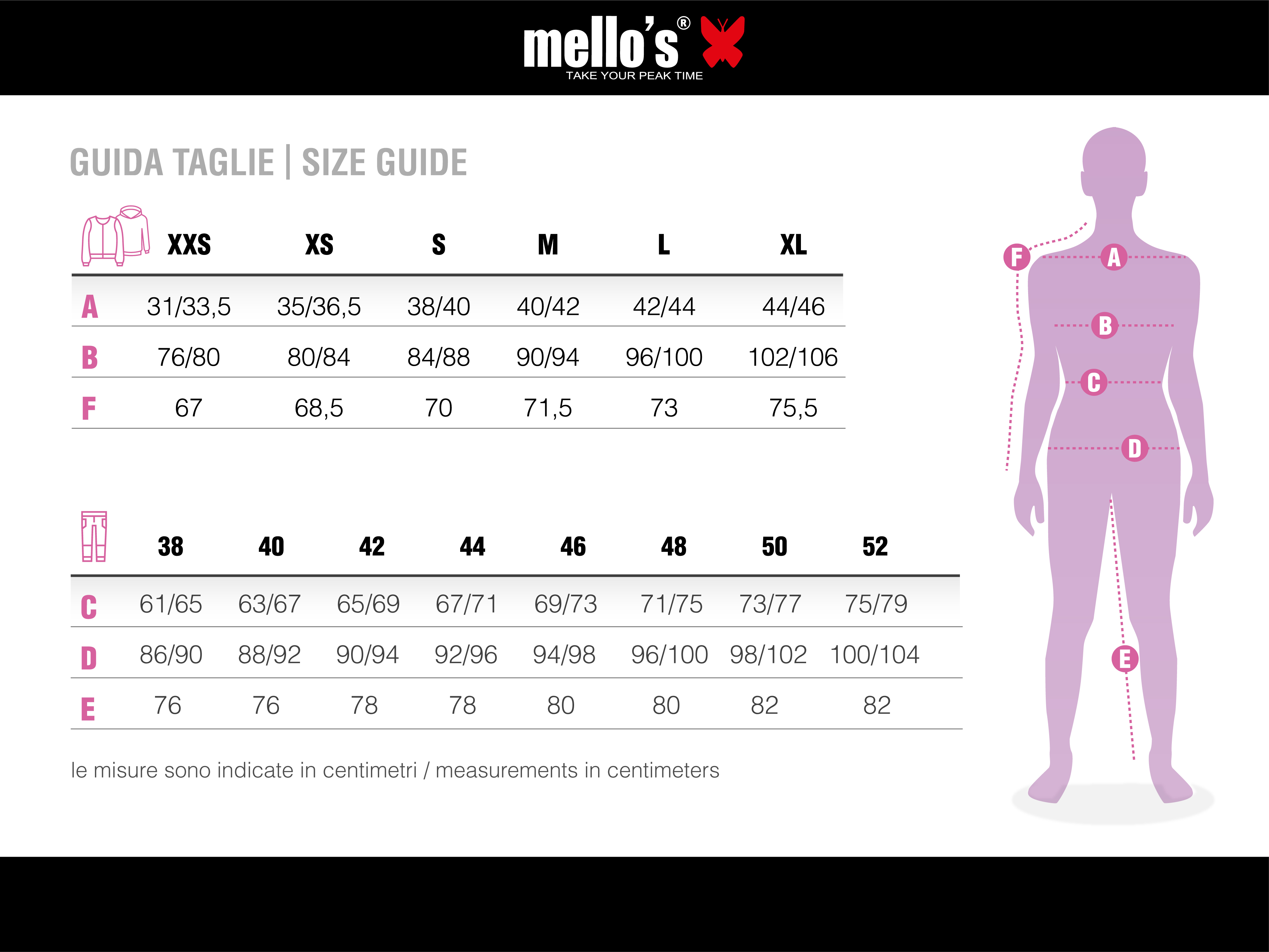 Mello's Size Guide